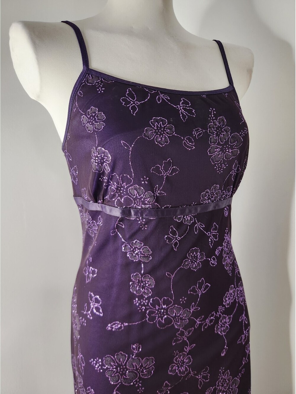 Y2K Purple Babydoll Whimsigoth Mermaid Maxi Dress Glitter Fairy Vampy Prom Sz S